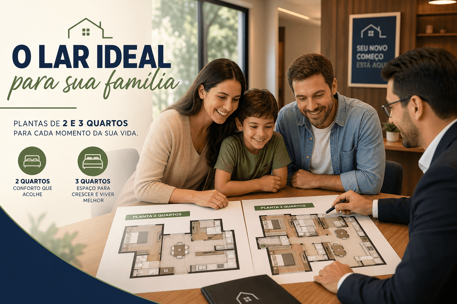 Planta de 2 e 3 Quartos: Qual Escolher para Família?